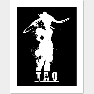 Tao Pink Qi / Martial Artist Girl Cool Simple Black and White Silhouette from I Was Reincarnated as the 7th Prince or Tensei shitara Dainana Ouji Datta node Anime TSDODN-8 Posters and Art